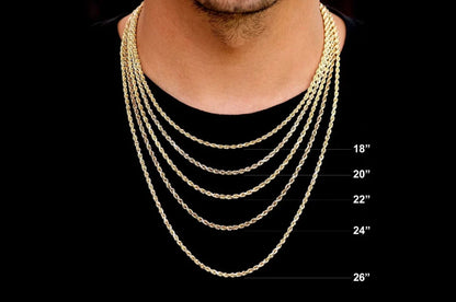 2mm 10K Solid Rope Chain