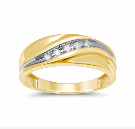 10K Gold Diamond Men's Ring 0.10CT