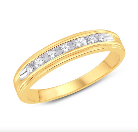 14K Gold Diamond Men's Ring 0.15CT