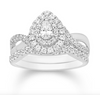 Pear Shape Halo Diamond Cluster Bridal Set (0.74CT) in 14K Gold - Size 7 to 12