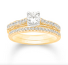 Round Shape Halo Diamond Cluster Bridal Set (1.00CT) in 14K Gold - Size 7 to 12