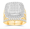 Square Shape Diamond Cluster Bridal Set (2.02CT) in 14K Gold - Size 7 to 12