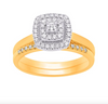 Square Shape Halo Round Cut Diamond Cluster Bridal Set (0.33CT) in 14K Gold - Size 7 to 12