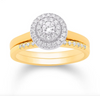 Round Shape Halo Diamond Cluster Bridal Set (0.32CT) in 14K Gold - Size 7 to 12
