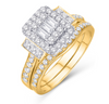 Square Shape Baguette Halo Diamond Cluster Bridal Set (0.75CT) in 14K Gold - Size 7 to 12