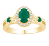 Three Stone Round Shape Halo Emerald Diamond Women's Ring (1.31CT) in 14K Gold - Size 7 to 12