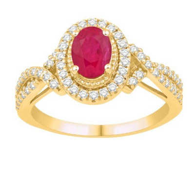 Oval Shape Emerald Halo Twist Split Diamond Women's Ring (1.30CT) in 14K Gold - Size 7 to 12