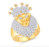 Lion Face Bling Diamond Cluster Men's Pinky Ring (2.00CT) in 14K Gold - Size 7 to 12