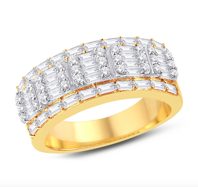 Half Eternity Baguette Diamond Men's Band Ring (1.50CT) in 14K Gold - Size 7 to 12