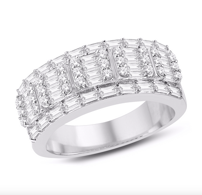 Half Eternity Baguette Diamond Men's Band Ring (1.50CT) in 14K Gold - Size 7 to 12