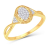 Oval Shape Diamond Cluster Women's Ring (0.1CT) in 10K Gold - Size 7 to 12