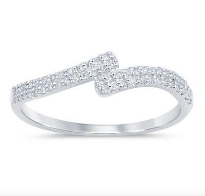 Double Row Bypass Diamond Women's Band Ring (0.15CT) in 10K Gold - Size 7 to 12