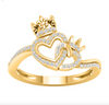 Double Heart Twist Split Diamond Women's Ring (0.15CT) in 10K Gold - Size 7 to 12
