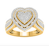 Heart  Shape Halo Diamond Cluster Women's Ring (0.50CT) in 10K Gold - Size 7 to 12