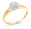 Round Shape Halo Diamond Cluster Women's Ring (0.13CT) in 10K Gold - Size 7 to 12