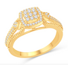 Square Shape Halo Diamond Cluster Women's Ring (0.26CT) in 10K Gold - Size 7 to 12
