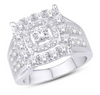 Square Shape Halo Diamond Cluster Women's Ring (2.76CT) in 10K Gold - Size 7 to 12