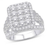Square Shape Baguette Diamond Cluster Women's Ring (1.93CT) in 10K Gold - Size 7 to 12