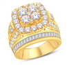 Square Shape Baguette Halo Diamond Cluster Women's Ring (3.00CT) in 10K Gold - Size 7 to 12