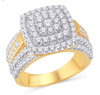 Square Shap Double Halo Diamond Cluster Women's Ring (1.50CT) in 10K Gold - Size 7 to 12