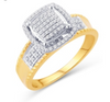 SquareShape Halo Diamond Cluster Women's Ring (0.25CT) in 10K Gold - Size 7 to 12