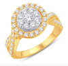 Round Shape Halo Diamond Cluster Women's Ring (0.47CT) in 10K Gold - Size 7 to 12