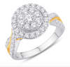 Round Shape Halo Diamond Cluster Women's Ring (0.47CT) in 10K Gold - Size 7 to 12