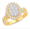 Oval Shape Halo Diamond Cluster Women's Ring (0.48CT) in 10K Gold - Size 7 to 12