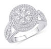 Round Shape Double Halo Diamond Cluster Women's Ring (0.98CT) in 10K Gold - Size 7 to 12