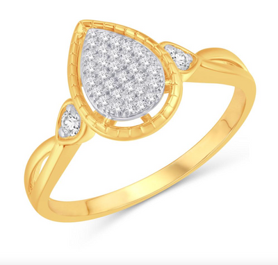 Pear Shape Diamond Cluster Women's Ring (0.15CT) in 10K Gold - Size 7 to 12