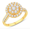 Round Shape Halo Diamond Cluster Women's Ring (0.96CT) in 10K Gold - Size 7 to 12
