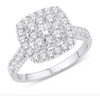 Square Shape Halo Diamond Cluster Women's Ring (0.97CT) in 10K Gold - Size 7 to 12