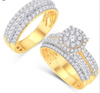 Round Frame Diamond Cluster Trio Bridal Set (2.00CT) in 10K Gold - Size 7 to 12