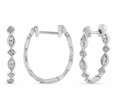 10K Gold Diamond Hoop Earring