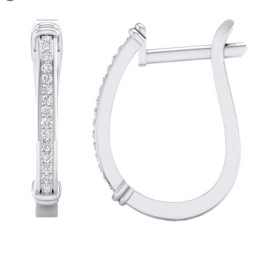 Stylish Huggie Hoop Diamond Cluster Earring (0.10CT) in 10K Gold (Yellow or White)