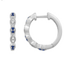 Mini Blue Sapphire Diamond Huggie Hoop Earring (0.16CT) in 14K Gold (Yellow or White)