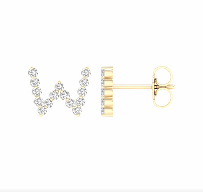 10K Gold Diamond Initial Earring