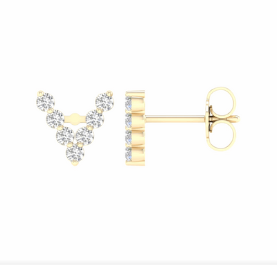 10K Gold Diamond Initial Earring
