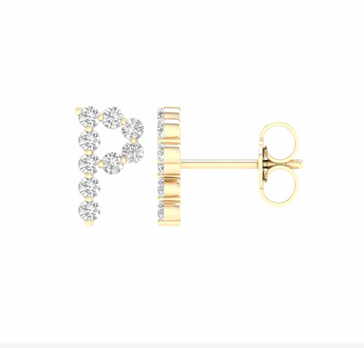 10K Gold Diamond Initial Earring
