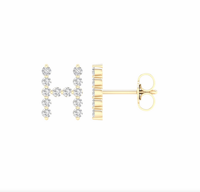 10K Gold Diamond Initial Earring