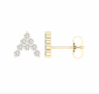 10K Gold Diamond Initial Earring