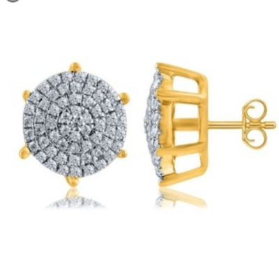 Round Shape Diamond Cluster Stud Earring (0.25CT) in 10K Gold (Yellow or White)