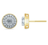Round Shape Illusion Centered Diamond Cluster Stud Earring (0.40CT) in 10K Gold (Yellow or White)