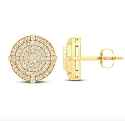 Round Shape Diamond Cluster Stud Earring (0.33CT) in 10K Gold (Yellow or White)