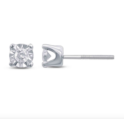 Soliatire Setting Diamond Stud Earring (0.15CT) in 10K Gold (Yellow or White or Rose)