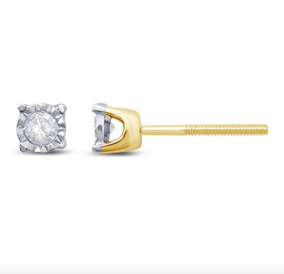 Soliatire Setting Diamond Stud Earring (0.15CT) in 10K Gold (Yellow or White or Rose)