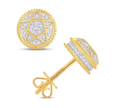 Star Style Round Shape Diamond Cluster Stud Earring (0.20CT) in 10K Gold (Yellow or White or Rose)