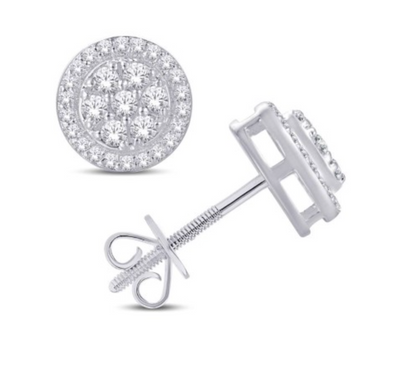 Round Shape Diamond Cluster Stud Earring (0.32CT) in 14K Gold (Yellow or White)