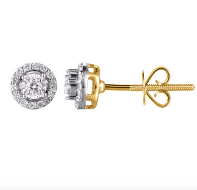 Round Shape Pave Diamond Cluster Stud Earring (0.17CT) in 14K Gold (Yellow or White)