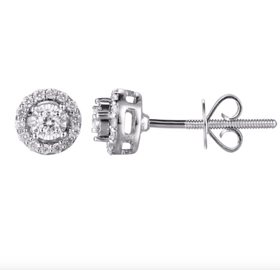 Round Shape Pave Diamond Cluster Stud Earring (0.17CT) in 14K Gold (Yellow or White)